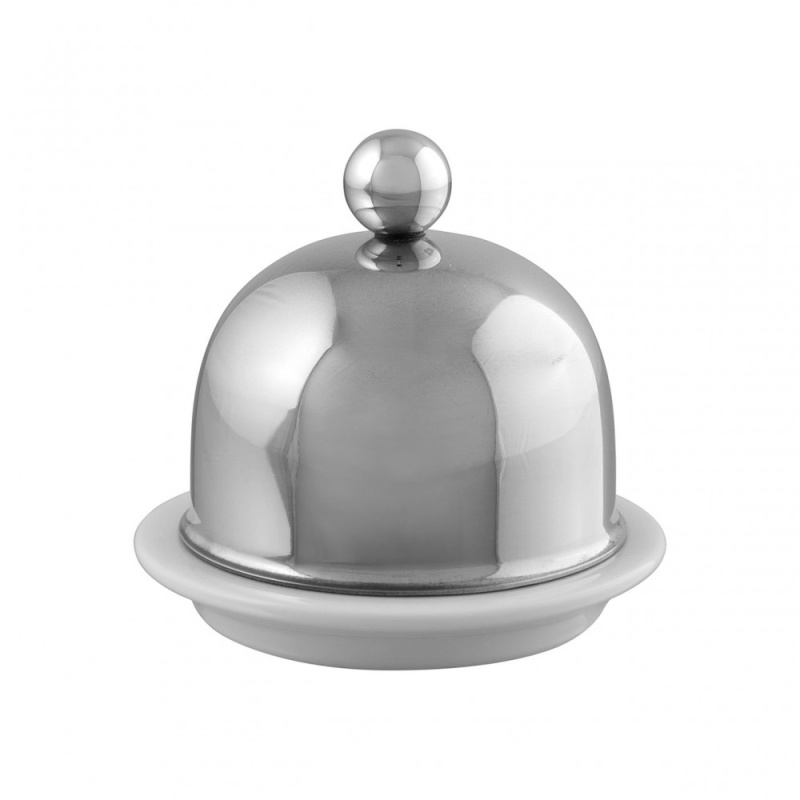 Mauviel Porcelánová nádoba na máslo s nerezovým poklopem Service en salle, Ø 9 cm 426001