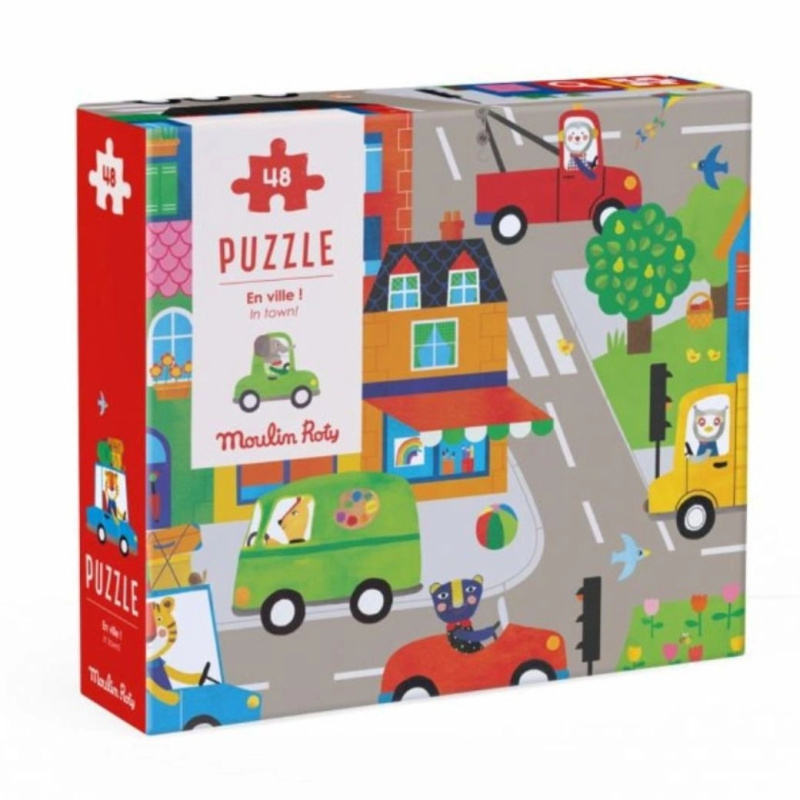 Puzzle s lupou Ve městě 48 ks MOULIN ROTY