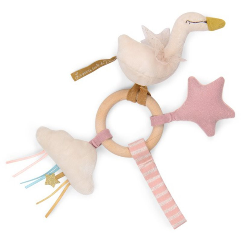 Chrastítko s dřevěným kroužkem Swan od Moulin Roty