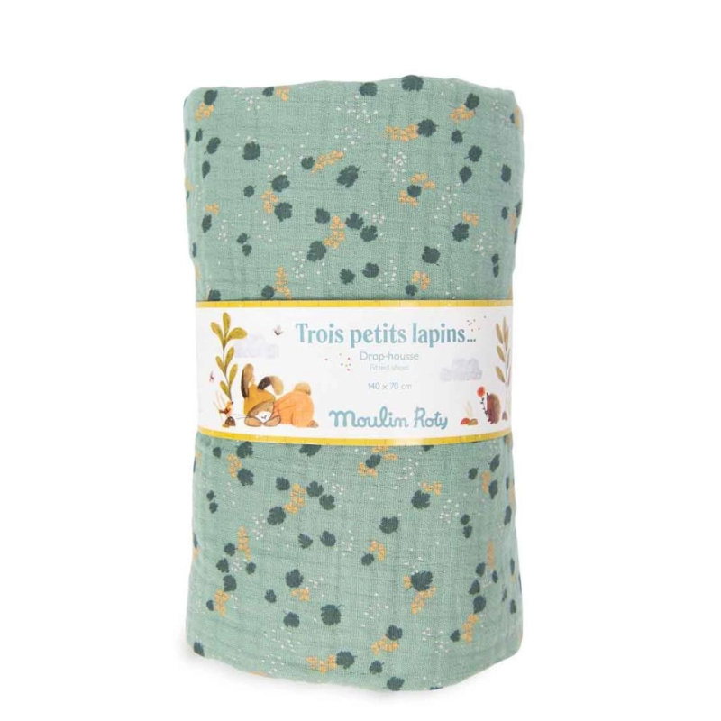 Mušelínové prostěradlo Moulin Roty Petits Lapins 70 x 140 cm