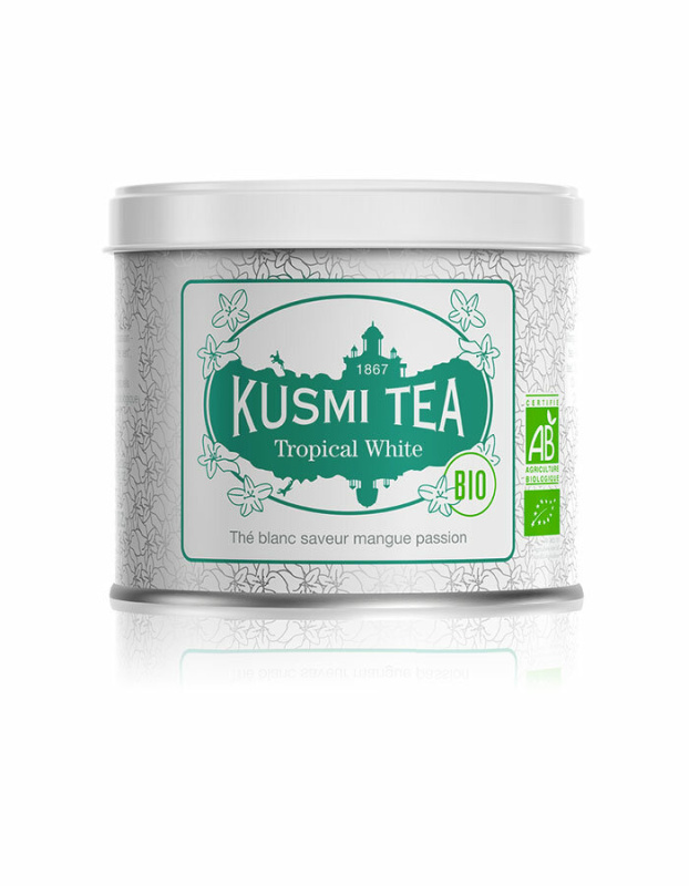 Kusmi Tea Sypaný bílý čaj Tropical White Bio, kovová dóza 90 g 21637A1070