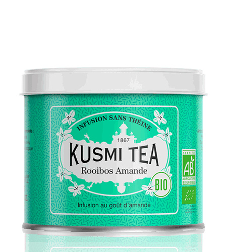 Kusmi Tea Sypaný bylinný čaj Mandlový Rooibos Bio, kovová dóza 100 g 21665A1070