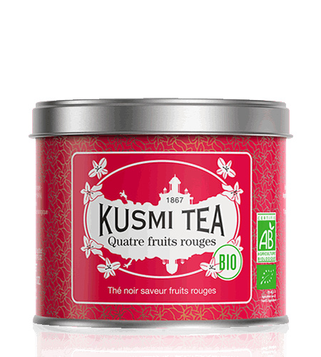 Kusmi Tea Sypaný černý čaj Four Red Fruits Bio, kovová dóza 100 g 21715A1070