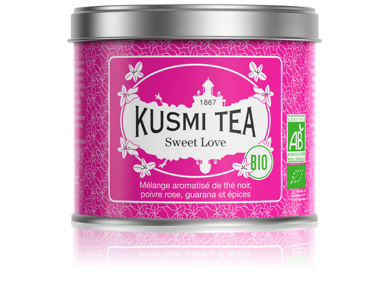 Kusmi Tea Sypaný černý čaj Sweet Love Bio, kovová dóza 100 g 21084A1070
