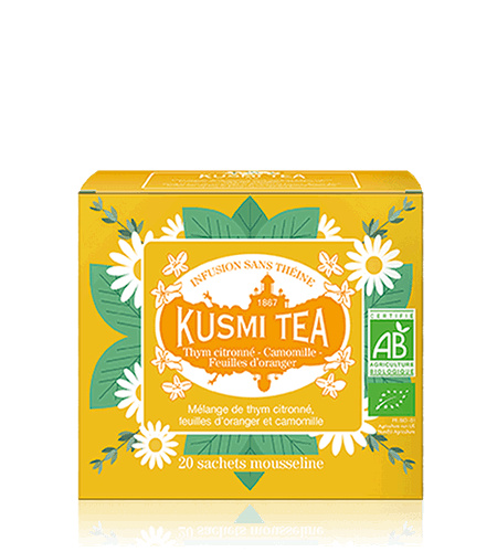 Kusmi Tea Bylinná čajová směs mateřídoušky citronové, lístků pomerančovníku a heřmánku Bio, 20 sáčků 21275A1120