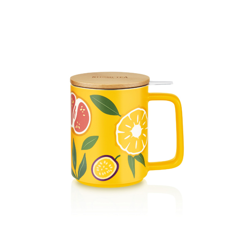 Kusmi Tea Hrnek na čaj s nerezovým sítkem, BB Detox, 0,48 l, žlutá 5000001053