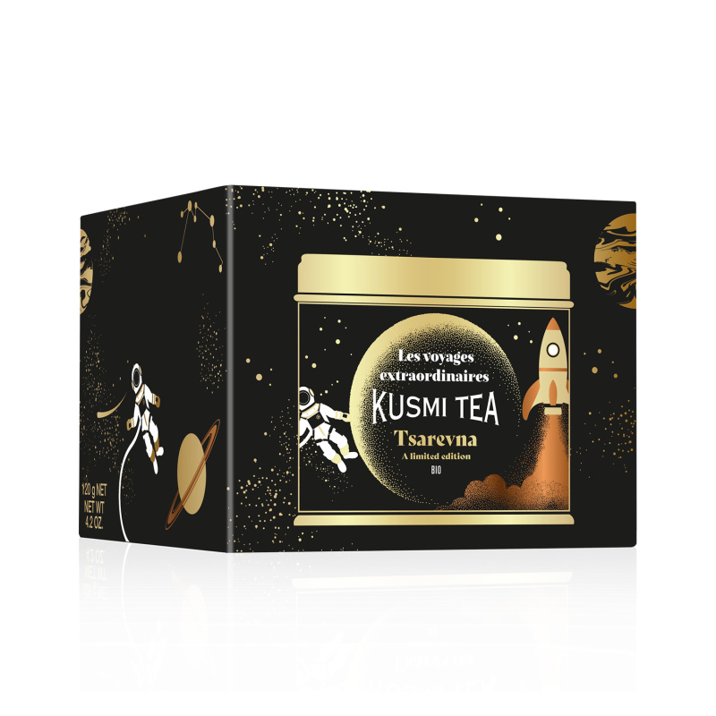 Kusmi Tea Sypaný černý vánoční čaj Tsarevna Bio, kovová dóza, 120 g 21303A1070