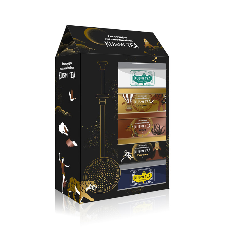 Kusmi Tea Dárkový vánoční set 2025, 5 čajových miniatur se sítkem, 101g 21322A1151