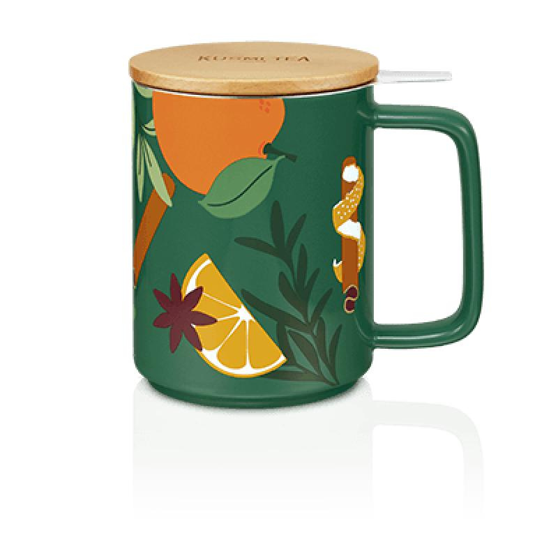 Kusmi Tea Hrnek na čaj s nerezovým sítkem, skořice, 0,48 l, zelená 5000001161