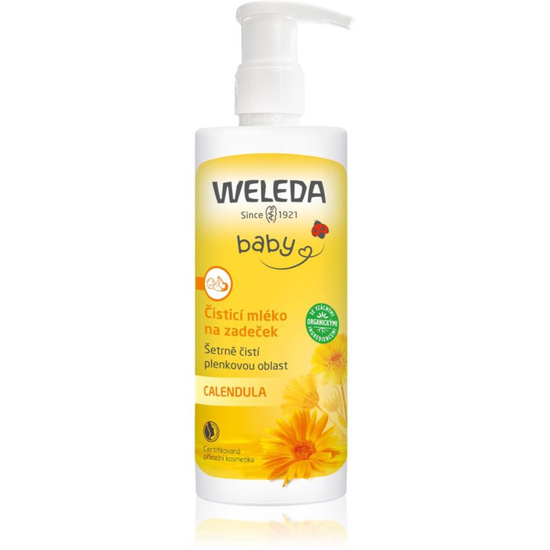 Weleda Baby and Child čisticí mléko na každodenní péči o zadeček s pumpičkou 400 ml
