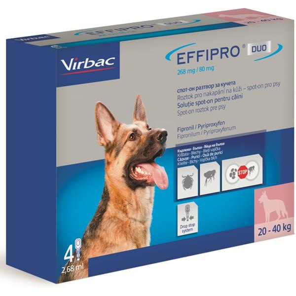 EFFIPRO DUO 268/80 mg spot-on pro psy L (20-40 kg) 2,68 ml 4 pipety