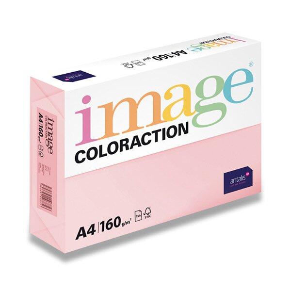 Barevný papír Image Coloraction, 160 g, 250 listů Pastelově růžová