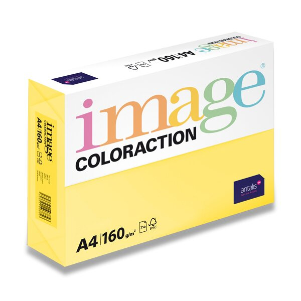 Barevný papír Image Coloraction, 160 g, 250 listů Pastelově žlutá