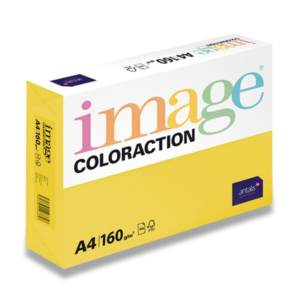 Barevný papír Image Coloraction, 160 g, 250 listů Sytá žlutá