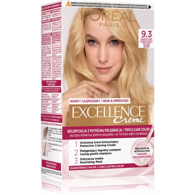 L’Oréal Paris Excellence Creme barva na vlasy odstín 9.3 Very light golden blonde 1 ks