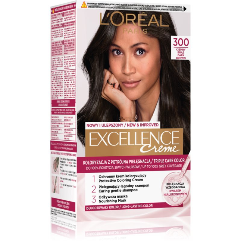 L’Oréal Paris Excellence Creme barva na vlasy odstín 3 Ciemny brąz 1 ks