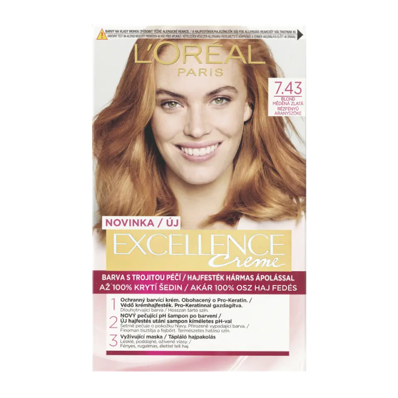 L’Oréal Paris Excellence Creme barva na vlasy odstín 7.43 Blonde Copper 1 ks