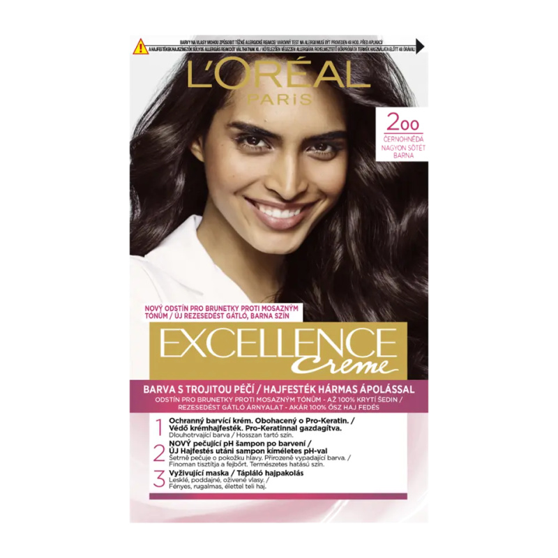 L’Oréal Paris Excellence Creme barva na vlasy odstín 200 True Darkest Brown 1 ks