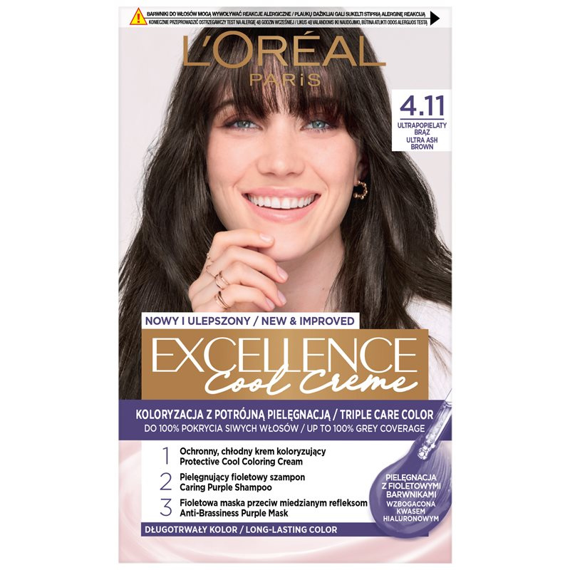 L’Oréal Paris Excellence Cool Creme barva na vlasy odstín 4.11 Ultra Ash Brown 1 ks