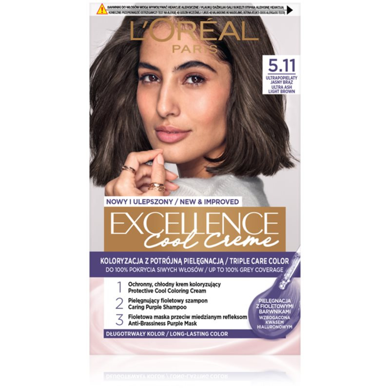 L’Oréal Paris Excellence Cool Creme barva na vlasy odstín 5.11 Ultra Ash Light Brown 1 ks