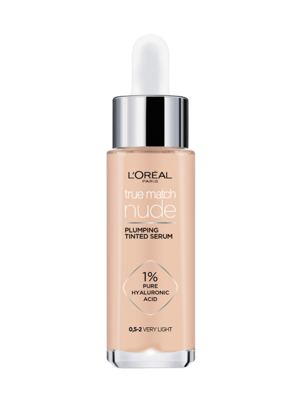 L’Oréal Paris True Match Nude Plumping Tinted Serum sérum pro sjednocení barevného tónu pleti odstín 0.5-2 Very Light 30 ml