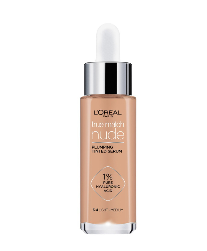 L’Oréal Paris True Match Nude Plumping Tinted Serum sérum pro sjednocení barevného tónu pleti odstín 3-4 Light Medium 30 ml