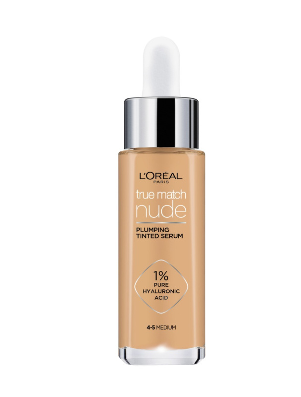 L’Oréal Paris True Match Nude Plumping Tinted Serum sérum pro sjednocení barevného tónu pleti odstín 4-5 Medium 30 ml
