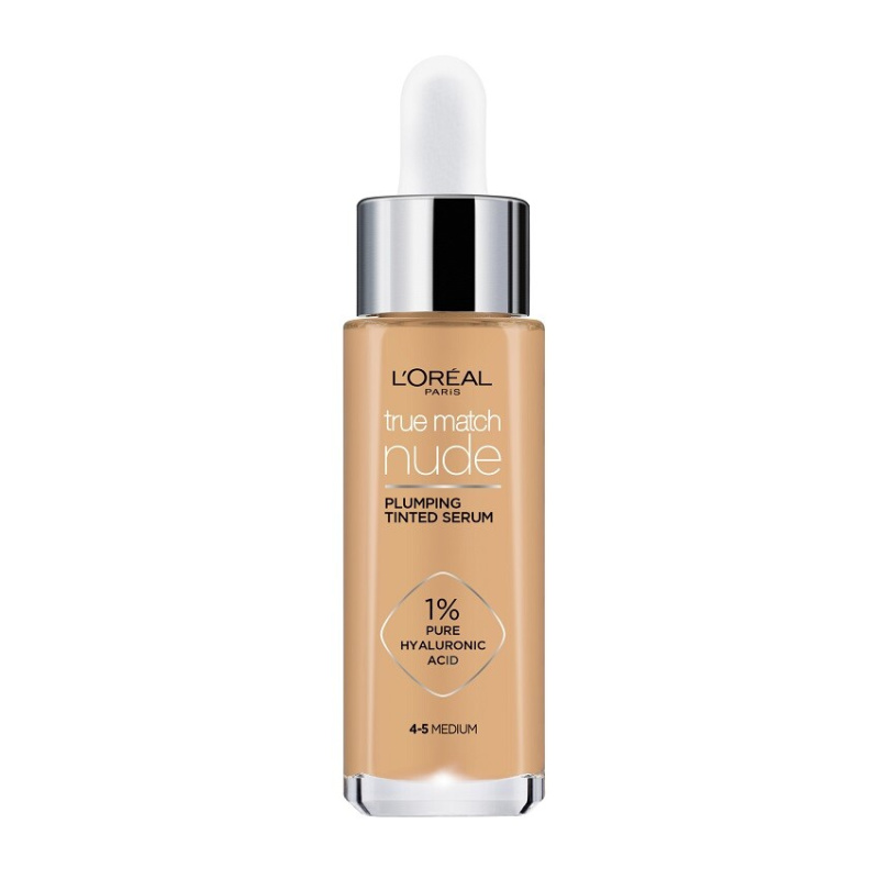 L’Oréal Paris True Match Nude Plumping Tinted Serum sérum pro sjednocení barevného tónu pleti odstín 4-5 Medium 30 ml