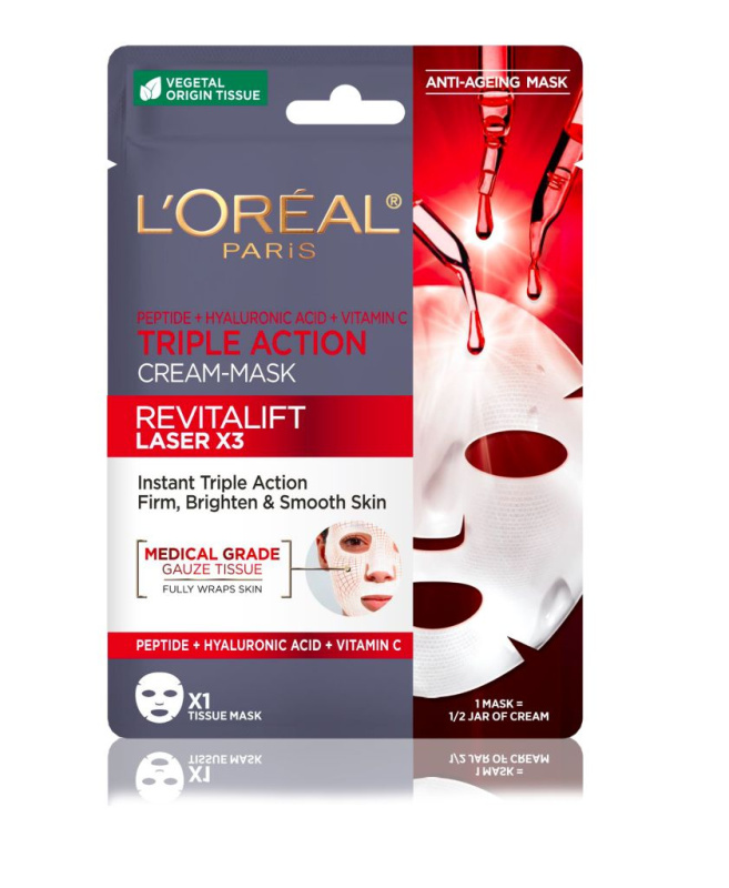 L’Oréal Paris Revitalift Laser X3 plátýnková maska proti stárnutí pleti 28 g