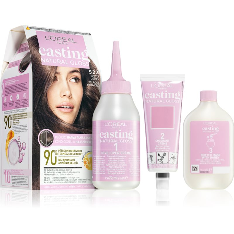 L’Oréal Paris Casting Creme Natural Gloss semipermanentní barva na vlasy odstín 523 Brown Caramel