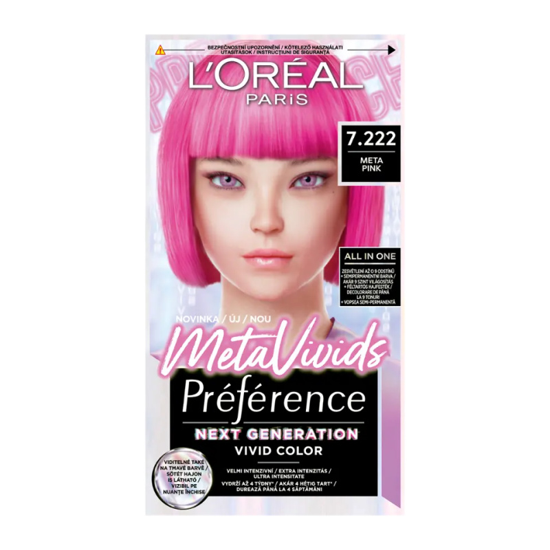 L’Oréal Paris Préférence Meta Vivids semipermanentní barva na vlasy odstín 7.222 Meta Pink 1 ks