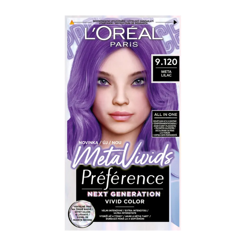 L’Oréal Paris Préférence Meta Vivids semipermanentní barva na vlasy odstín 9.120 Meta Lilac 1 ks