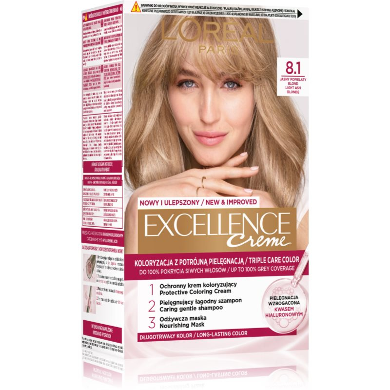 L’Oréal Paris Excellence Creme barva na vlasy odstín 8.1 Ash Blonde 1 ks