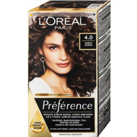 L’Oréal Paris Préférence barva na vlasy odstín 4.0 Hnědá 1 ks