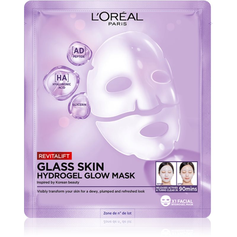 L’Oréal Paris Revitalift Filler Glass Skin hydrogelová maska s rozjasňujícím efektem 1 ks