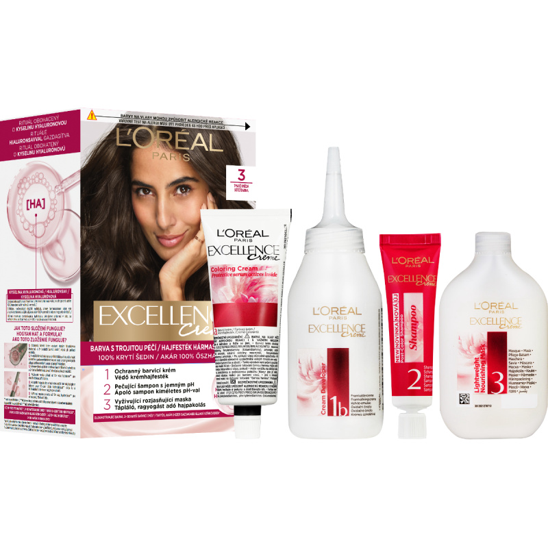 L'Oréal Paris Excellence Créme permanentní barva na vlasy 3.0 tmavě hnědá