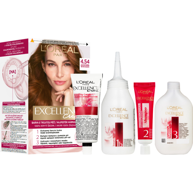 Loréal Paris Excellence Creme odstín 4.54 mahagonově měděná barva na vlasy