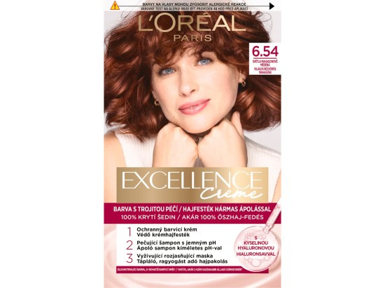 Loréal Paris Excellence Creme odstín 6.54 světlá mahagonově měděná barva na vlasy
