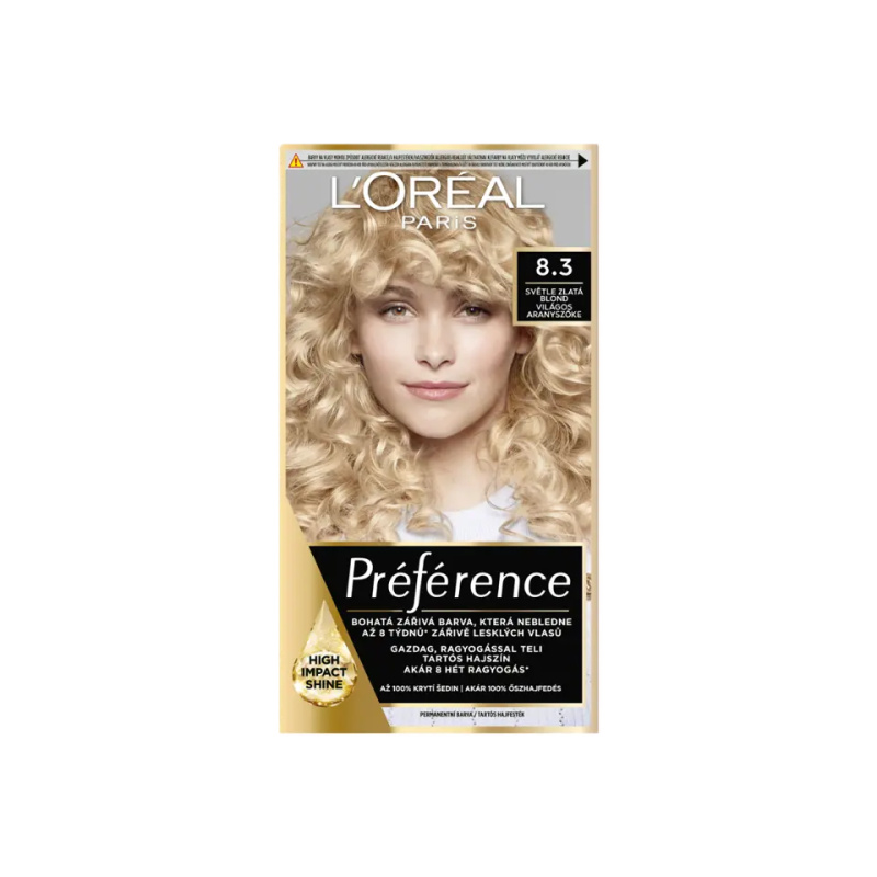 L'Oréal Paris Préférence permamentní barva na vlasy 8.3 Light Golden blonde
