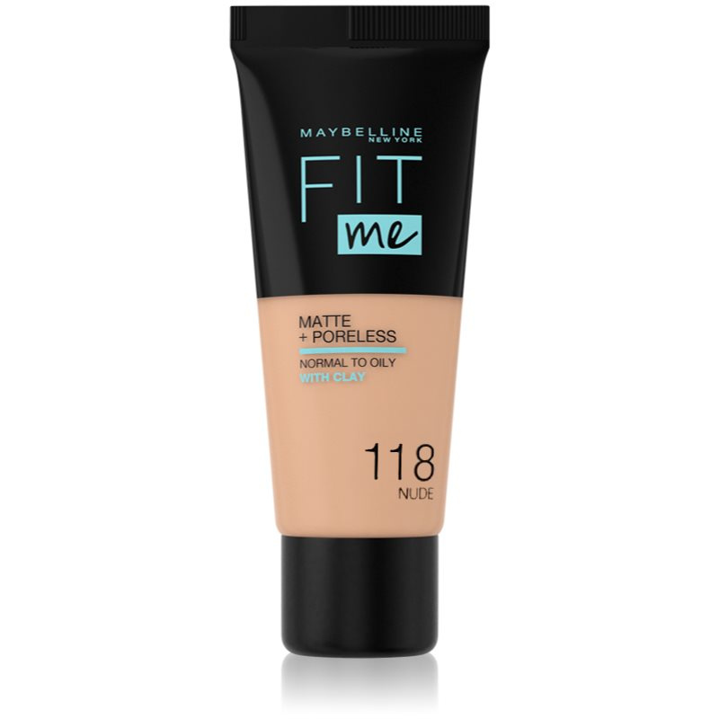 MAYBELLINE NEW YORK Fit Me! Matte+Poreless matující make-up pro normální a mastnou pleť odstín 118 Nude 30 ml