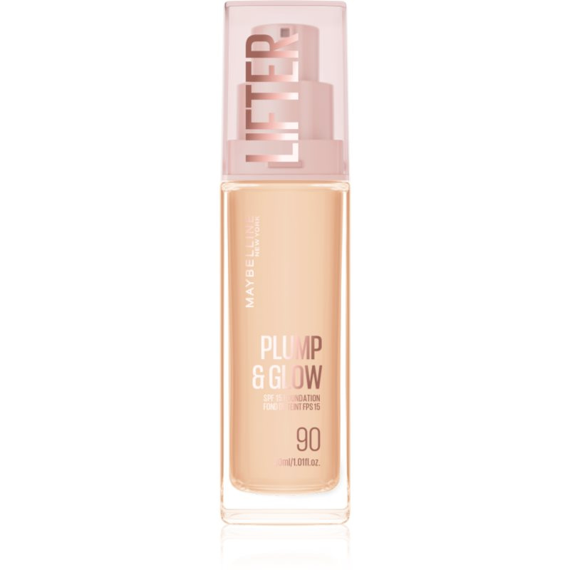 MAYBELLINE NEW YORK Lifter Plump & Glow rozjasňující make-up pro přirozený vzhled odstín 90 30 ml