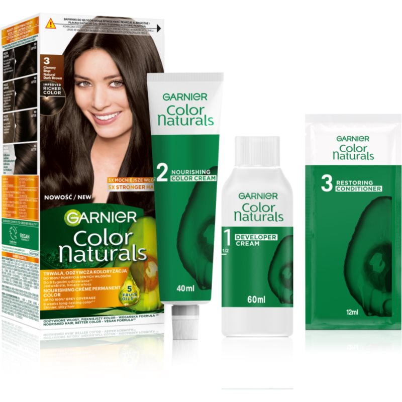 Garnier Color Naturals Creme barva na vlasy odstín 3 Natural Dark Brown 1 ks