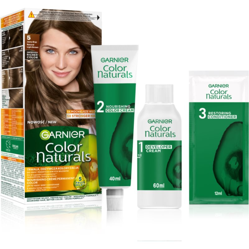 Garnier Color Naturals Creme barva na vlasy odstín 5 Natural Light Brown 1 ks