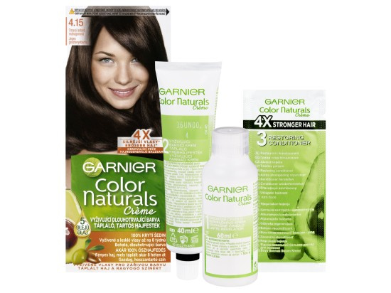 Garnier Color Naturals permanentní barva na vlasy 4.15 tmavá ledová mahagonová, 60+40+12ml
