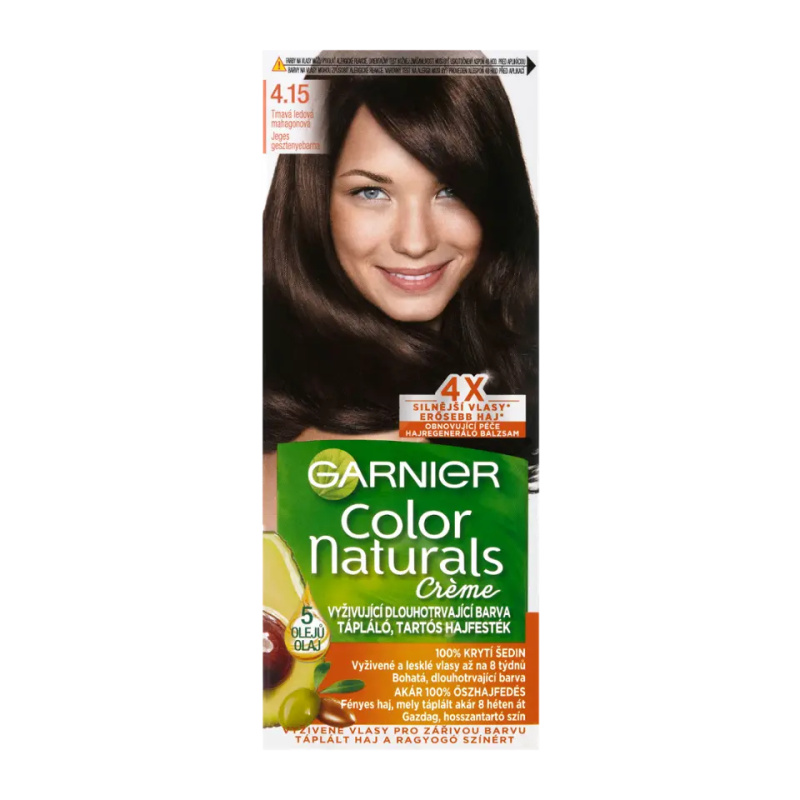 Garnier Color Naturals permanentní barva na vlasy 4.15 tmavá ledová mahagonová, 60+40+12ml