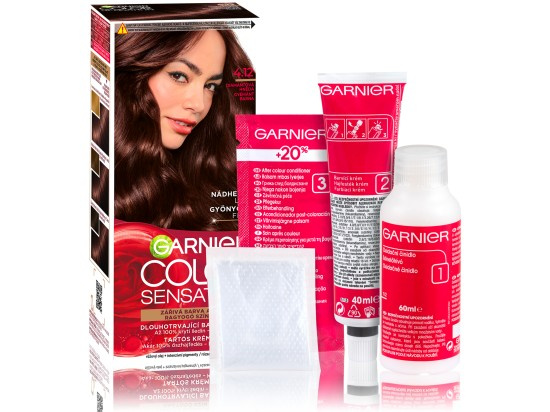 Garnier Color Sensation permanentní barva na vlasy 4.12 diamantová hnědá, 60+40+10ml
