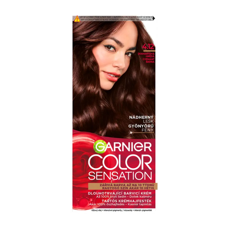 Garnier Color Sensation permanentní barva na vlasy 4.12 diamantová hnědá, 60+40+10ml