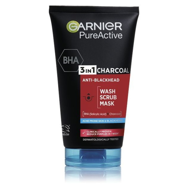 Garnier Pure Active černá maska na obličej proti černým tečkám a akné s aktivním uhlím 3v1 150 ml