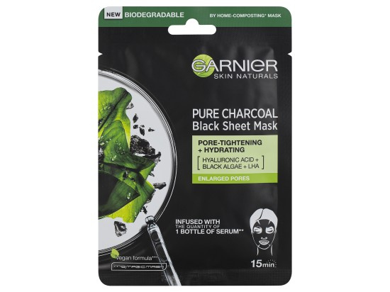Garnier Skin Naturals Pure Charcoal černá textilní maska s extraktem z mořských řas 28 g