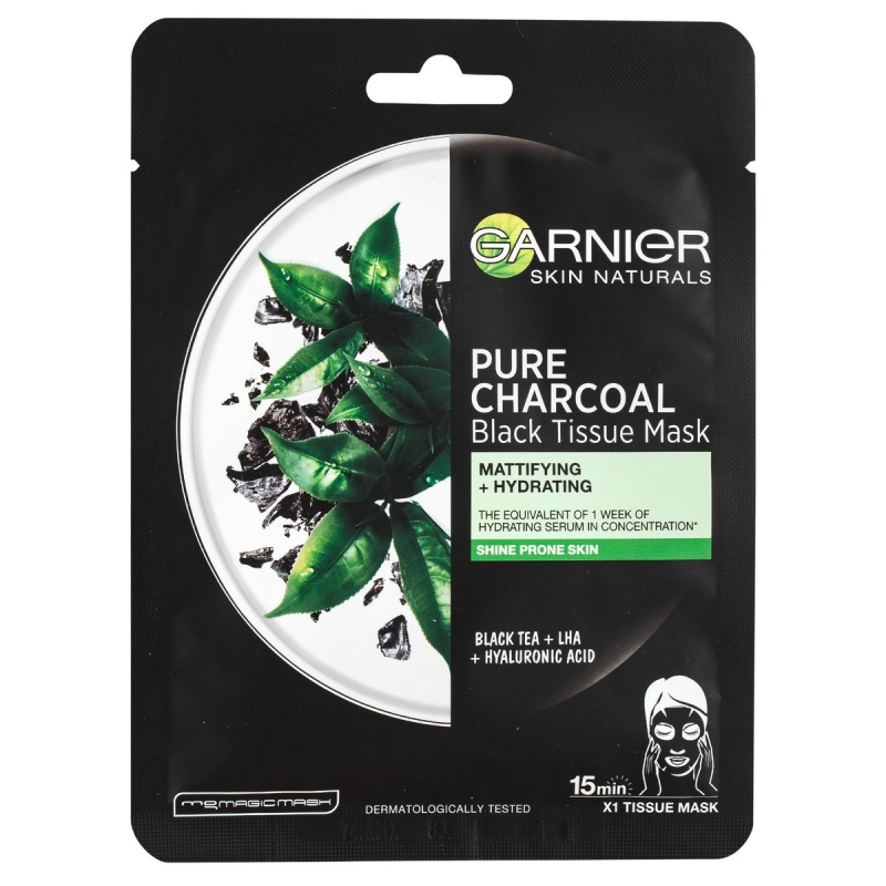 Garnier Pure Charcoal Černá textilní maska s extraktem z černého čaje